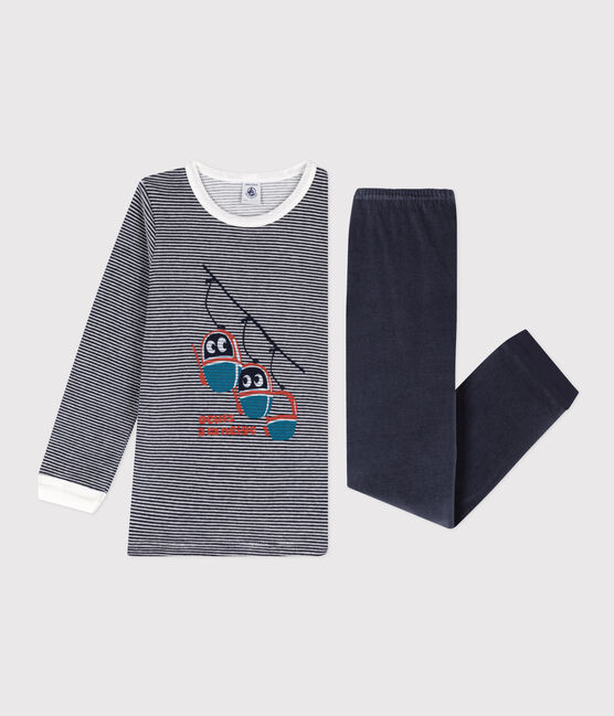 Pyjama en velours enfant bleu SMOKING/blanc MARSHMALLOW