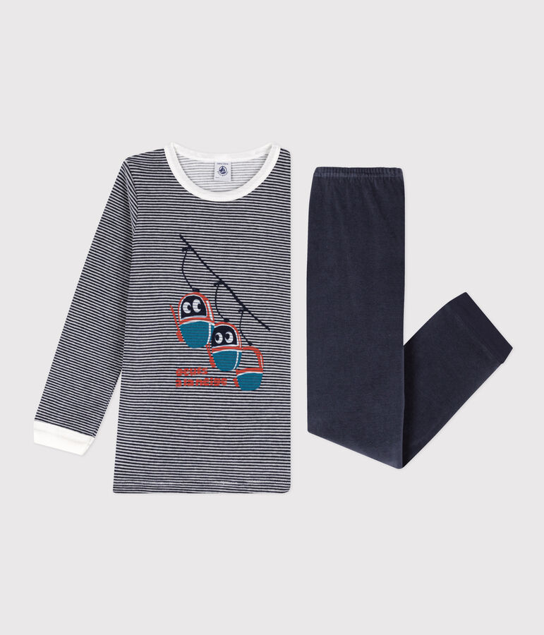 Pyjama en velours enfant bleu/blanc