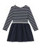 Robe enfant fille bi-matière rayée bleu SMOKING/blanc MARSHMALLOW