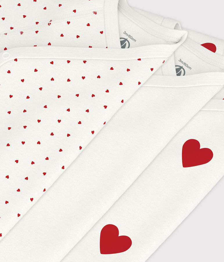 Lot de 3 bodies crois&eacute;s manches courtes en coton c&oelig;urs b&eacute;b&eacute; variante 1