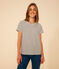 Tee-shirt Le Droit col rond en coton rayé femme blanc AVALANCHE/bleu SMOKING