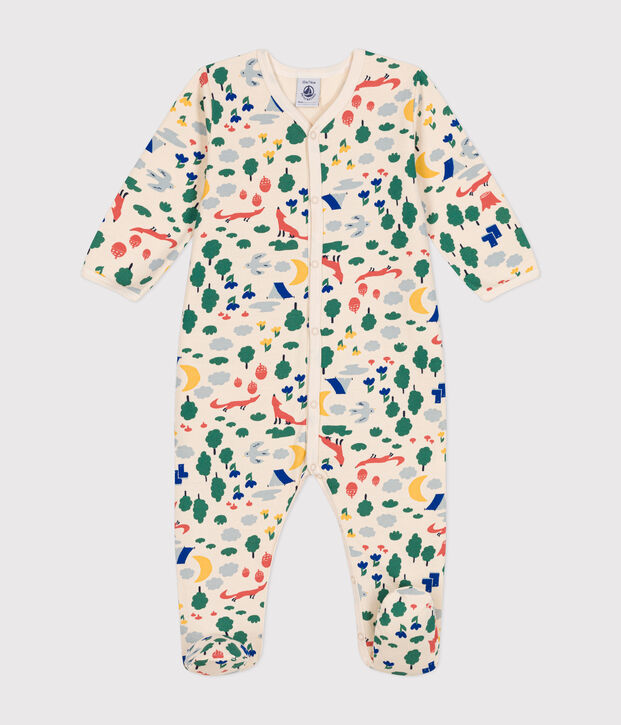 Pyjama en molleton gratt&eacute; imprim&eacute; for&ecirc;t b&eacute;b&eacute; &eacute;cru/multicouleur