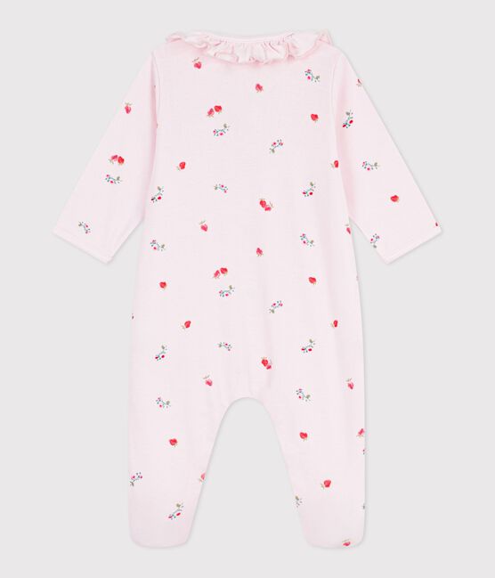 Pyjama bébé en coton à col fleuri rose BARELY/ MULTICO