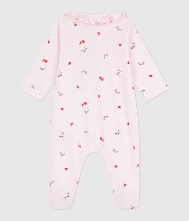 Pyjama b&eacute;b&eacute; en coton &agrave; col fleuri rose/multicouleur