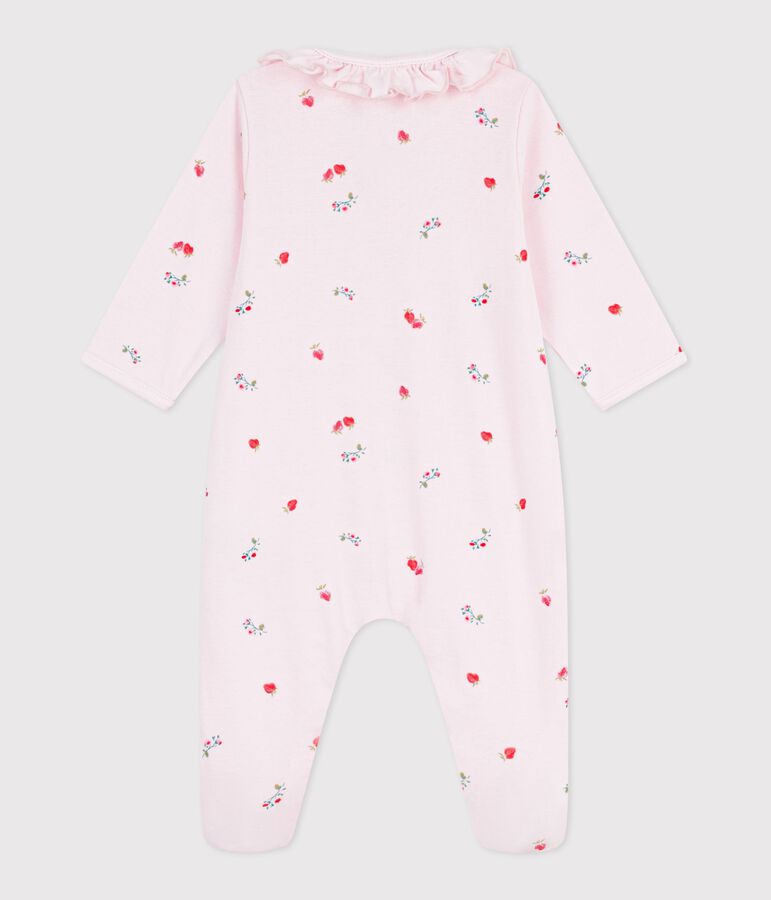 Pyjama b&eacute;b&eacute; en coton &agrave; col fleuri rose BARELY/ MULTICO