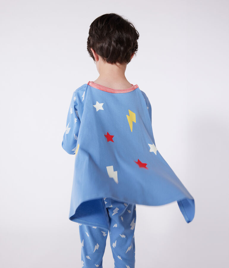Pyjama d&eacute;guisement enfant en coton phosphorescent avec cape bleu/multicouleur