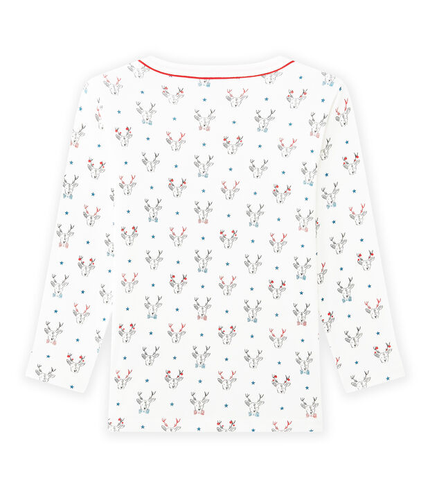 T-shirt gar&ccedil;on manches longues imprim&eacute; blanc/multicouleur
