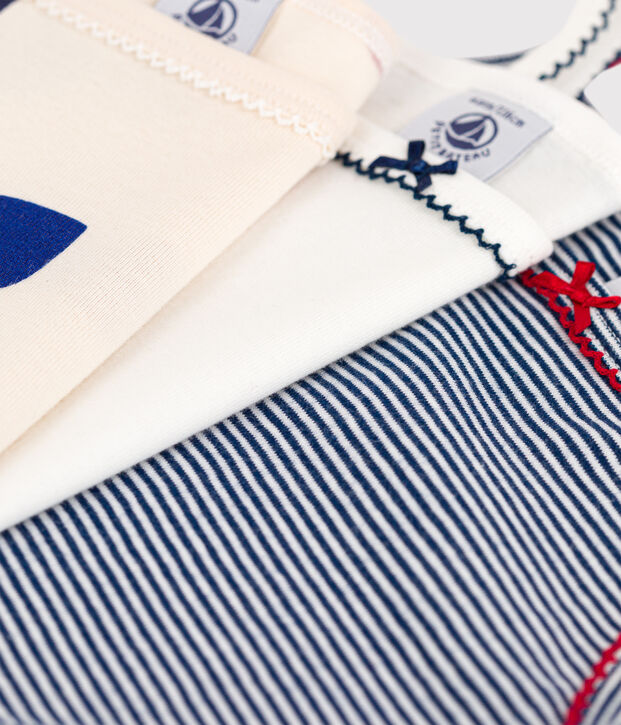 Lot de 3 chemises &agrave; bretelles coeur petite fille en coton multicouleur