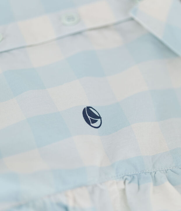 Robe manches courtes en popeline enfant fille BOLDAIR/blanc