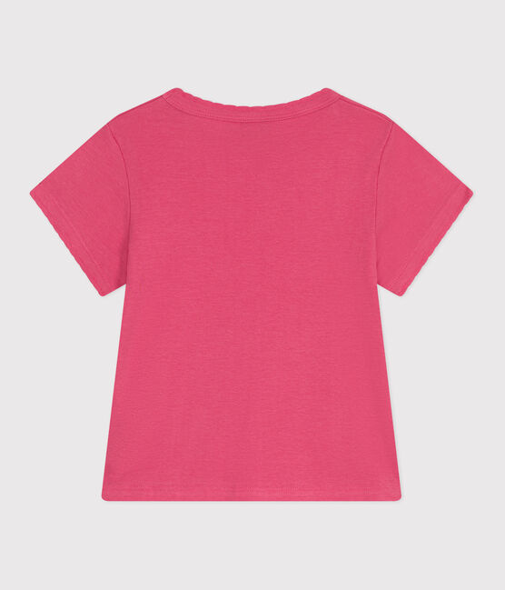 Teeshirt enfant en coton manches courtes uni rose PEONIA