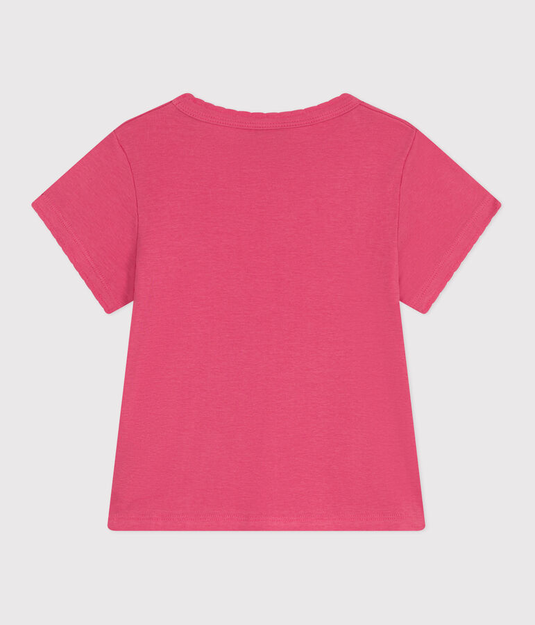 Teeshirt enfant en coton manches courtes uni rose PEONIA