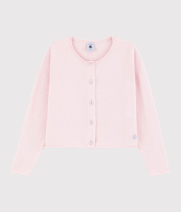 Cardigan en tricot coton enfant fille rose