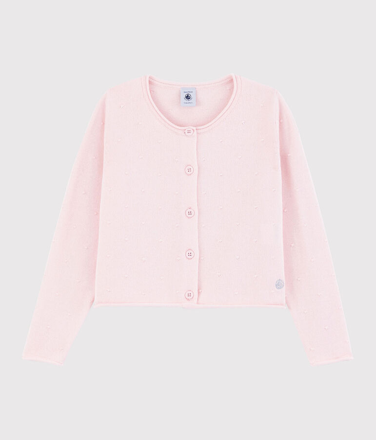 Cardigan en tricot coton enfant fille rose MINOIS