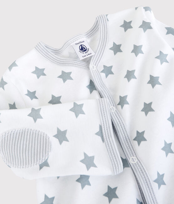 Dors-bien bébé étoiles en coton blanc ECUME/gris MISTIGRI