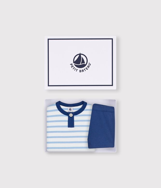 Ensemble cadeau b&eacute;b&eacute; en coton : ensemble 2 pi&egrave;ces blanc/multicouleur