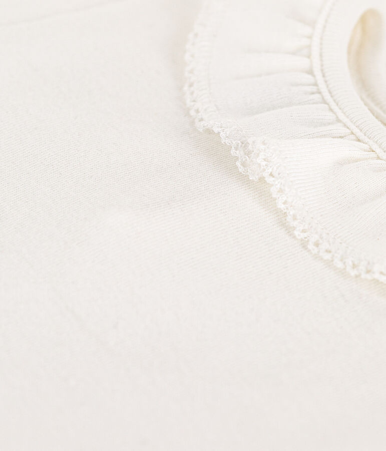 Body manches courtes b&eacute;b&eacute; &agrave; collerette en coton blanc MARSHMALLOW