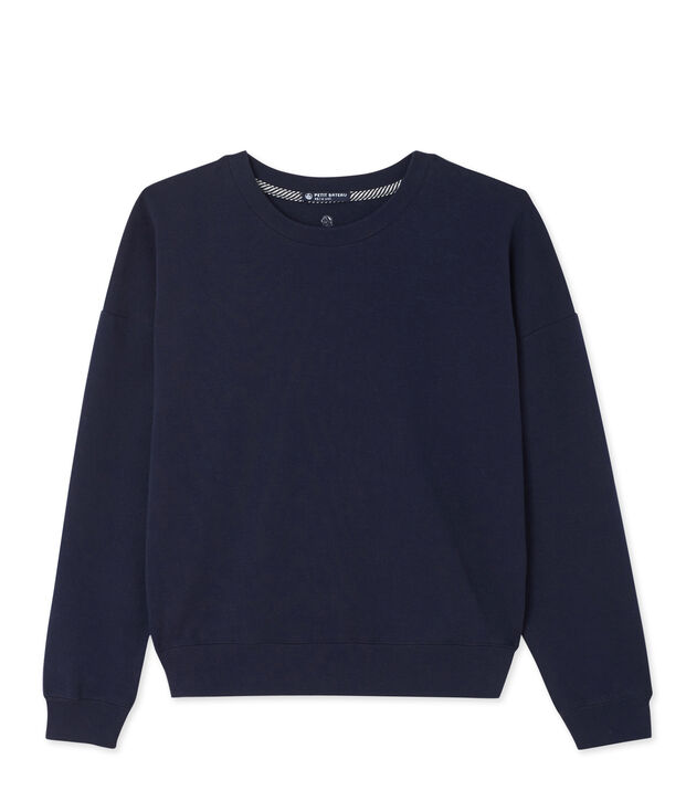 Sweat femme en coton stretch bleu