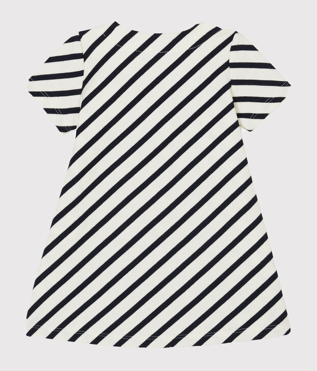 Robe manches courtes b&eacute;b&eacute; fille ray&eacute;e blanc/bleu