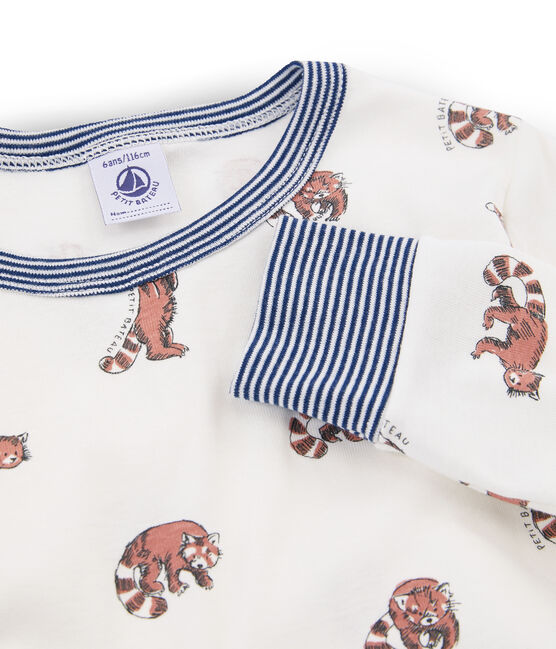 Pyjama petit garçon en côte blanc MARSHMALLOW/blanc MULTICO