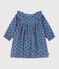 Robe bébé en velours côtelé manches longues imprimée pommes bleu ADRIATIC/ MULTICO