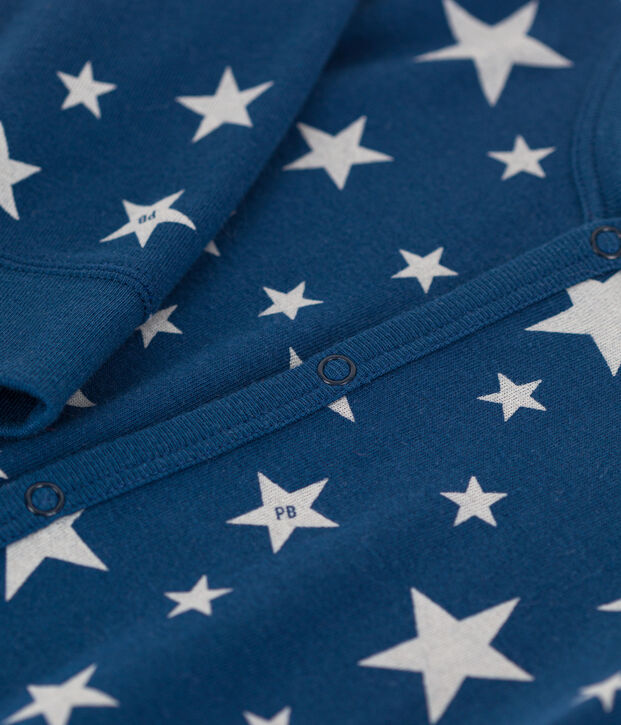 Pyjama b&eacute;b&eacute; sans pieds en coton bleu/blanc