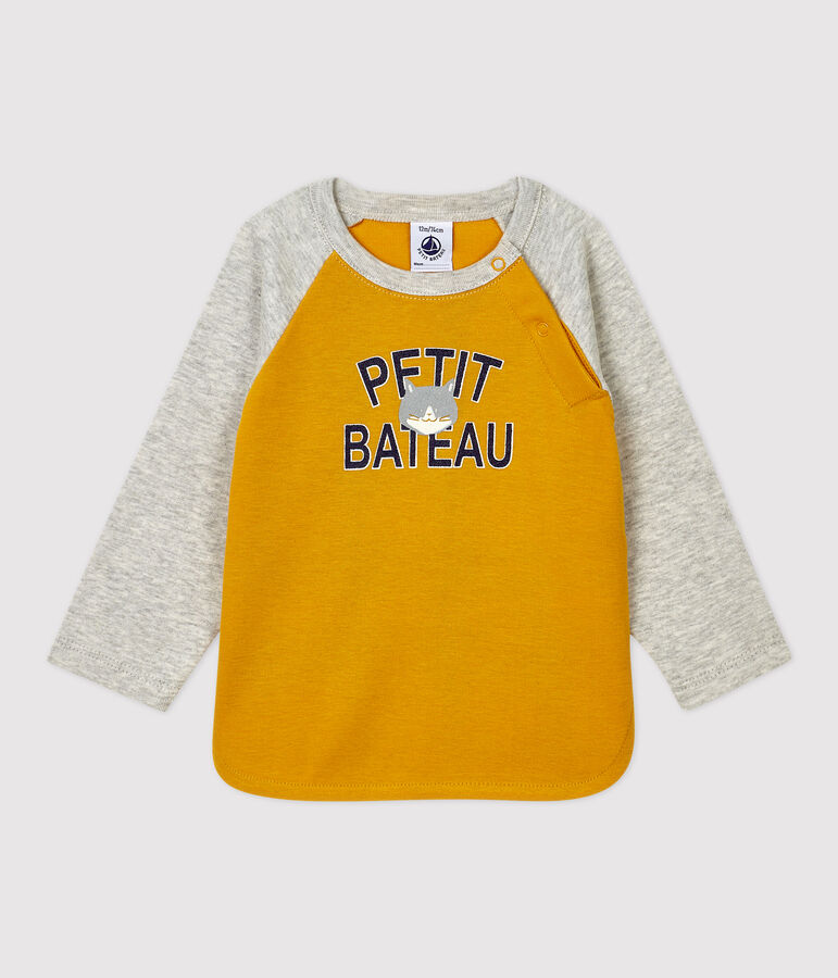 Tee-shirt en coton b&eacute;b&eacute; jaune/gris