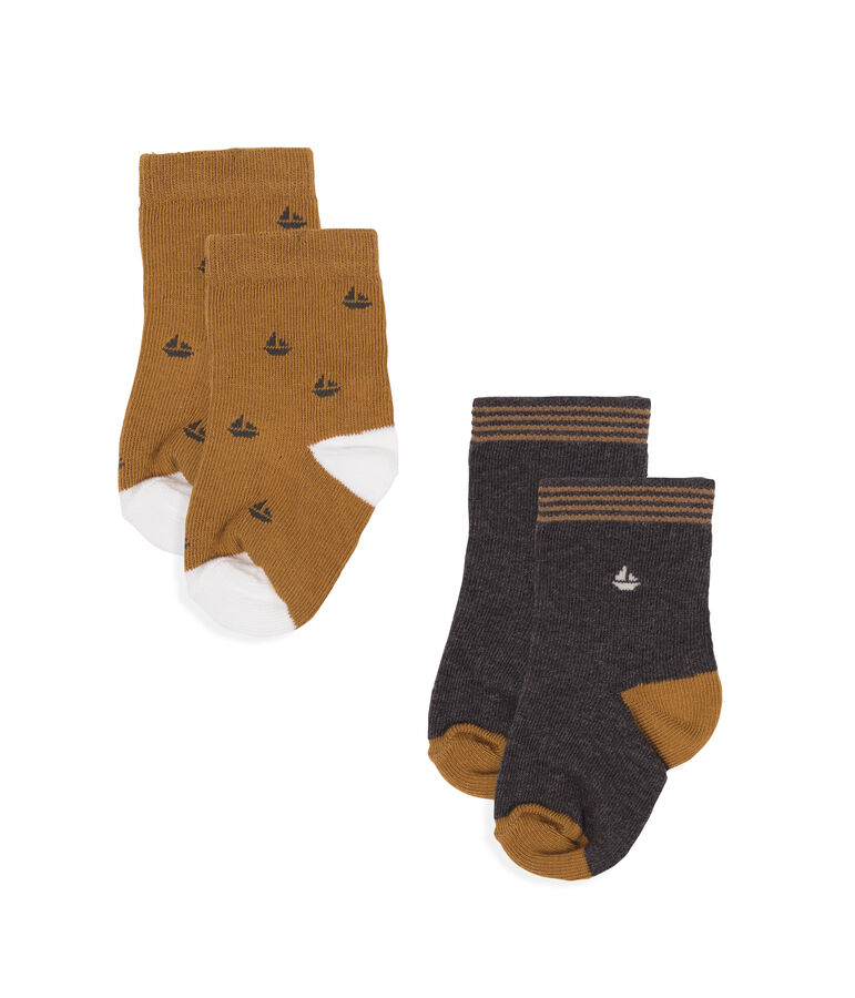 Lot de 2 paires de chaussettes b&eacute;b&eacute; gar&ccedil;on gris