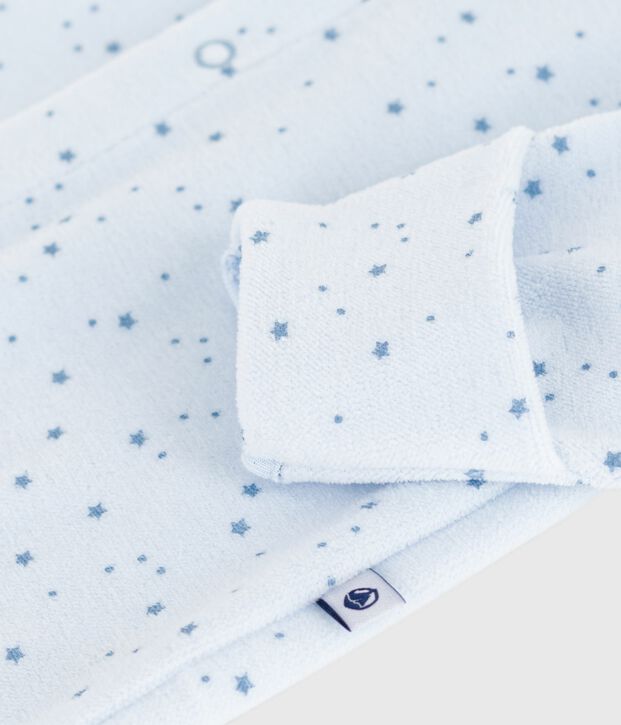 Pyjama b&eacute;b&eacute; en velours &agrave; col imprim&eacute; bleu/bleu