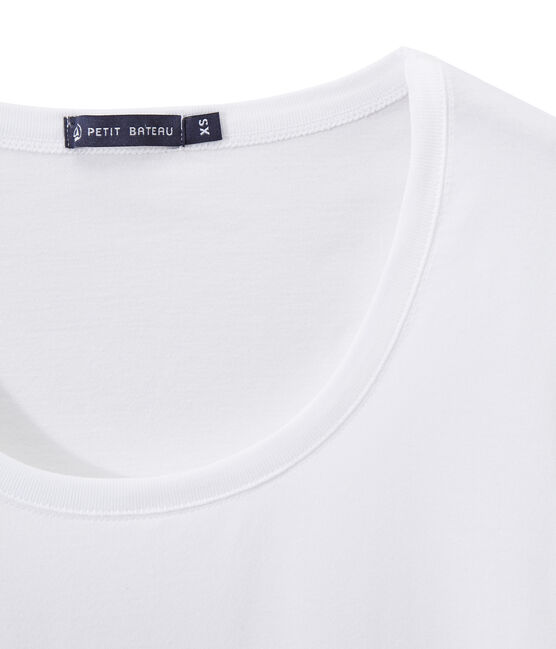 T-shirt femme COL DANSEUSE en jersey fin blanc ECUME