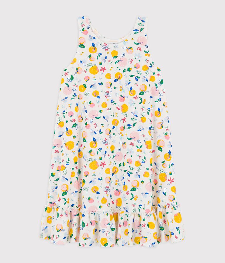 Robe sans manche en coton enfant fille blanc MARSHMALLOW/blanc MULTICO