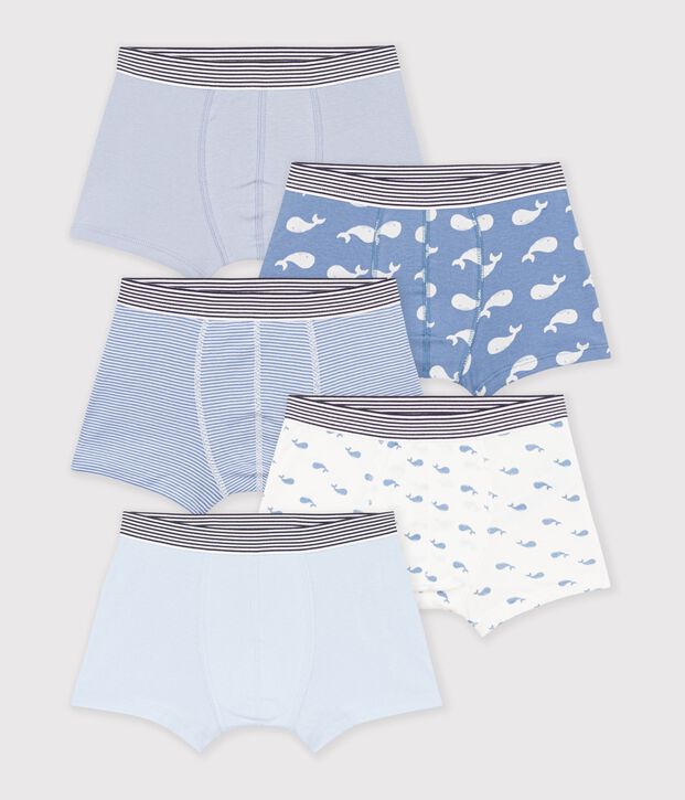 Lot de boxers enfant en coton imprim&eacute; baleines multicouleur