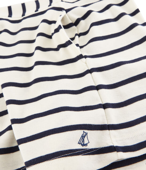 Short en c&ocirc;te enfant fille blanc/bleu