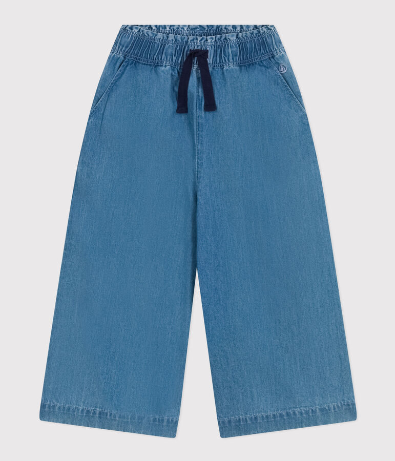 Pantalon large en denim l&eacute;ger enfant fille bleu DENIM CLAIR