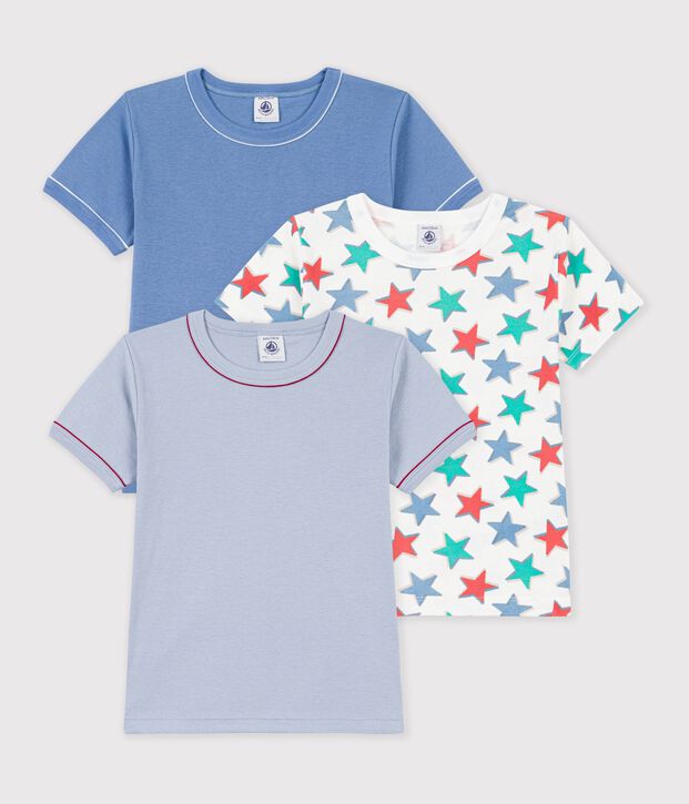 Lot de tee-shirts enfant en coton manches courtes imprim&eacute; &eacute;toiles multicouleur
