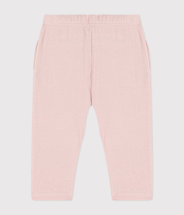 Pantalon b&eacute;b&eacute; en tubique uni rose