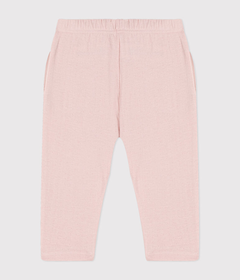 Pantalon b&eacute;b&eacute; en tubique uni rose