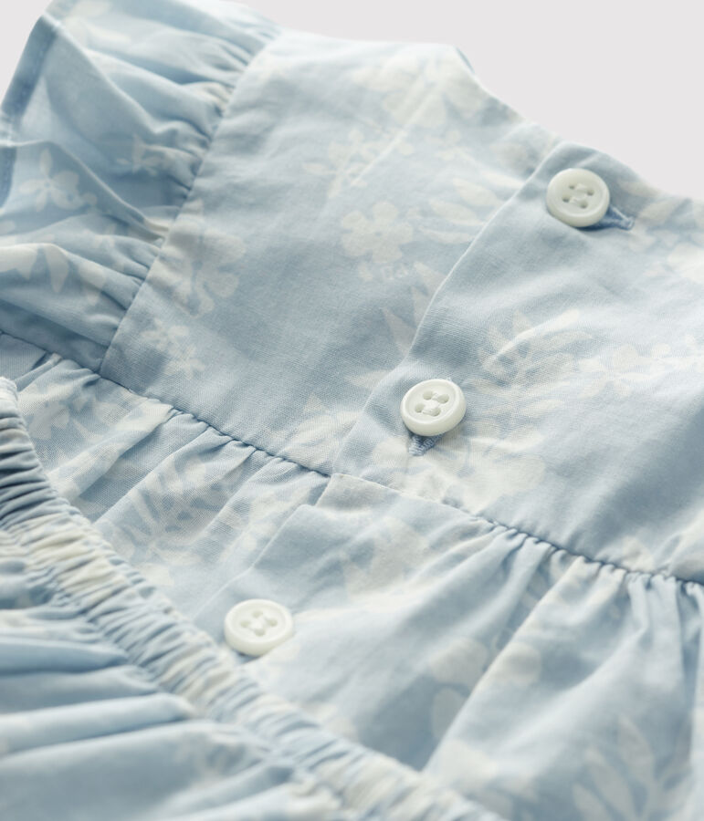 Robe avec bloomer imprim&eacute; Hawa&iuml; en popeline bio b&eacute;b&eacute; PLEINAIR/ MARSHMALLOW
