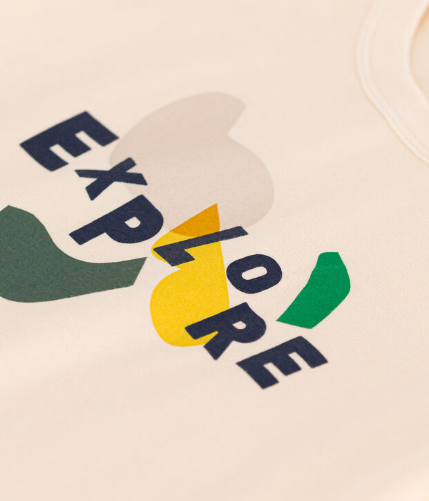 Tee-shirt imprim&eacute; en jersey l&eacute;ger enfant gar&ccedil;on &eacute;cru/multicouleur