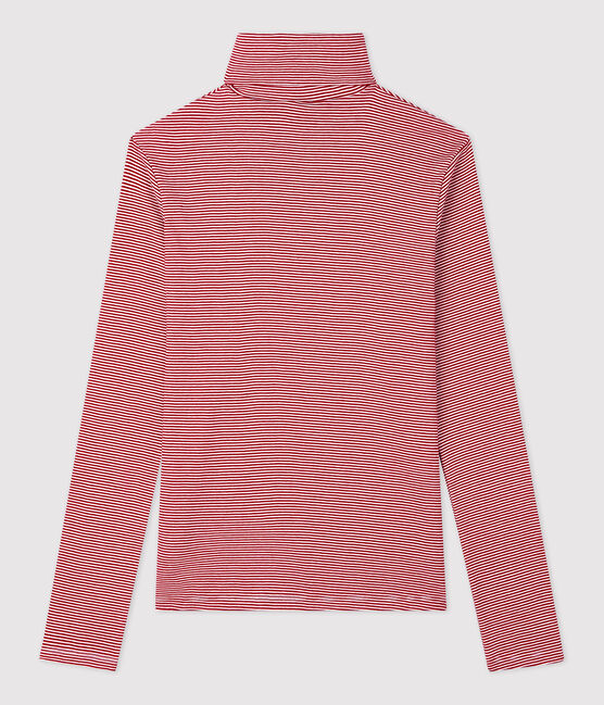 Sous-pull iconique en coton rayé Femme rouge SANGRIA/ MARSHMALLOW