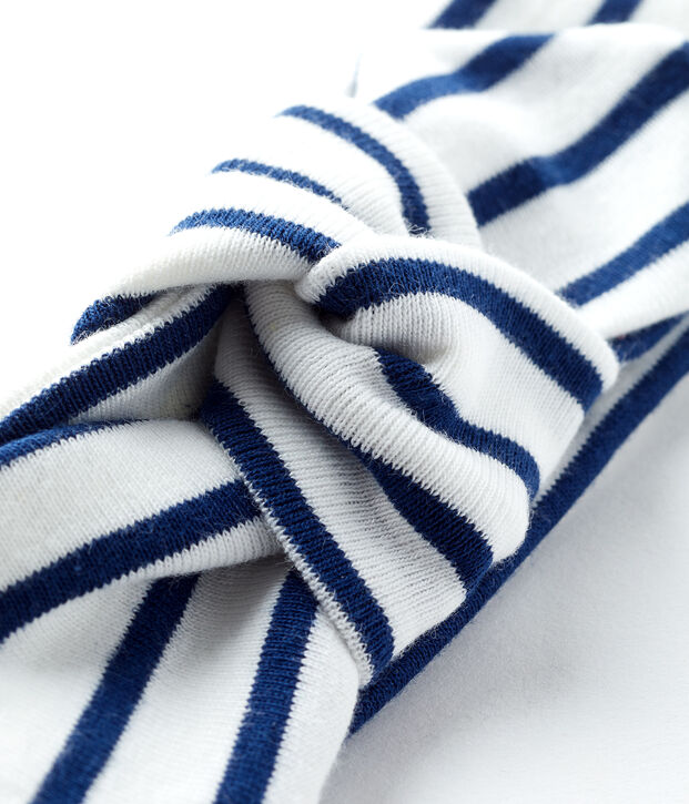 Bandeau b&eacute;b&eacute; fille ray&eacute; blanc/bleu