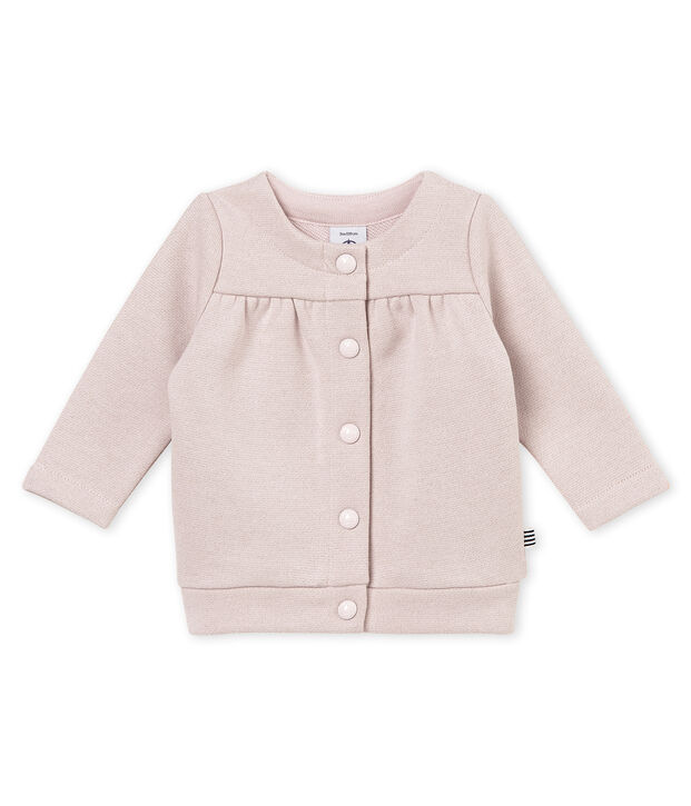 Cardigan b&eacute;b&eacute; fille en molleton brillant rose/jaune