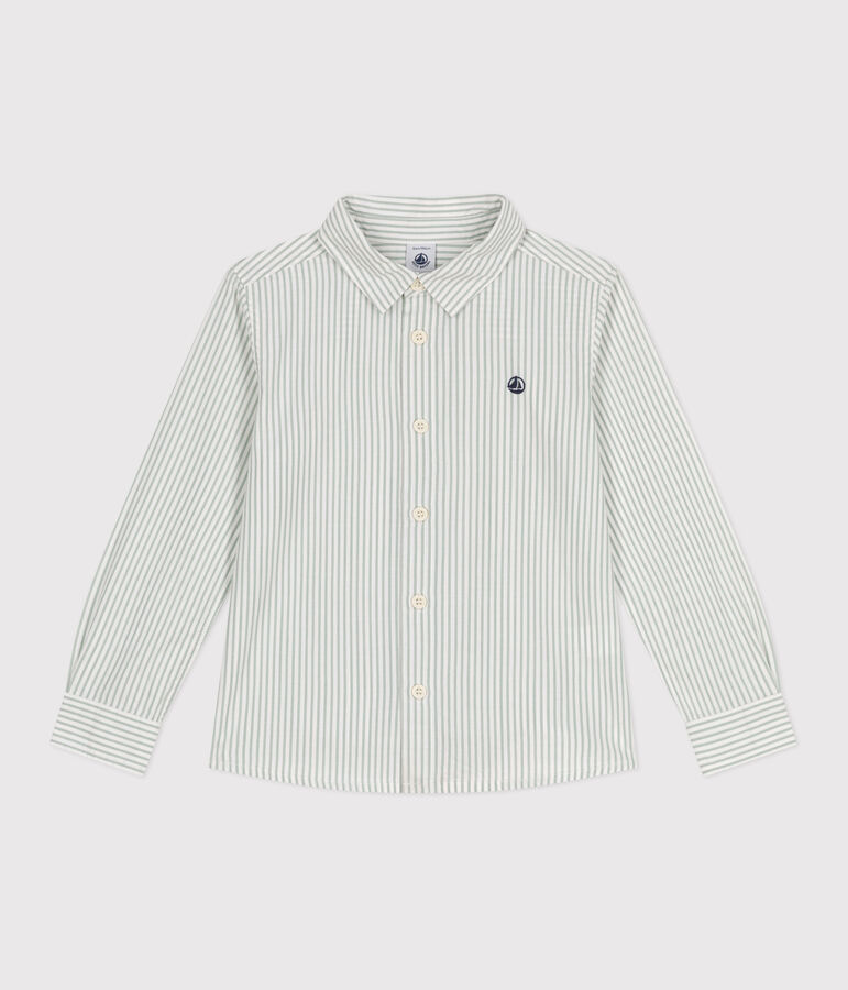 Chemise enfant en coton manches longues &agrave; rayures PAUL/ ECUME