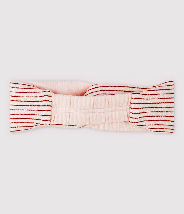 Bandeau ray&eacute; en tubique b&eacute;b&eacute; fille rose/rose