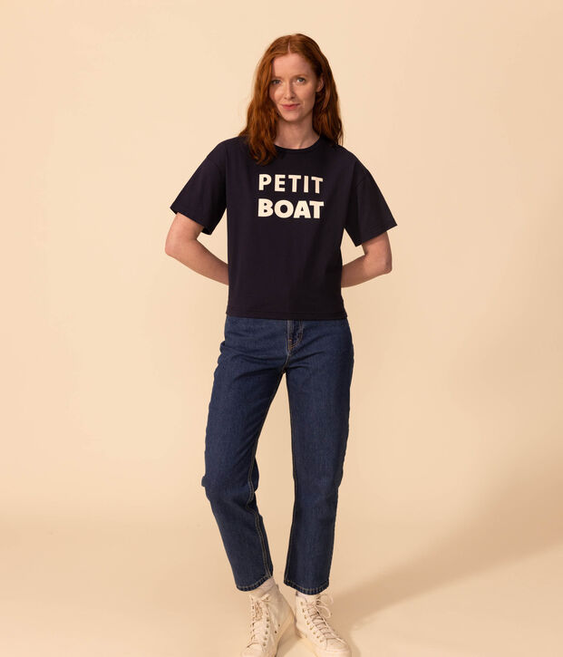 T-shirt LE BOXY en coton Femme bleu marine