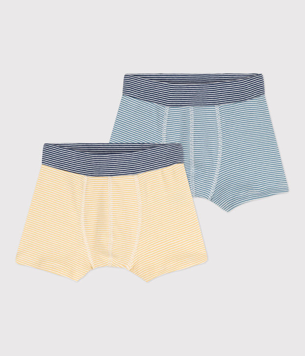 Lot de 2 boxers milleraies petit gar&ccedil;on en coton multicouleur