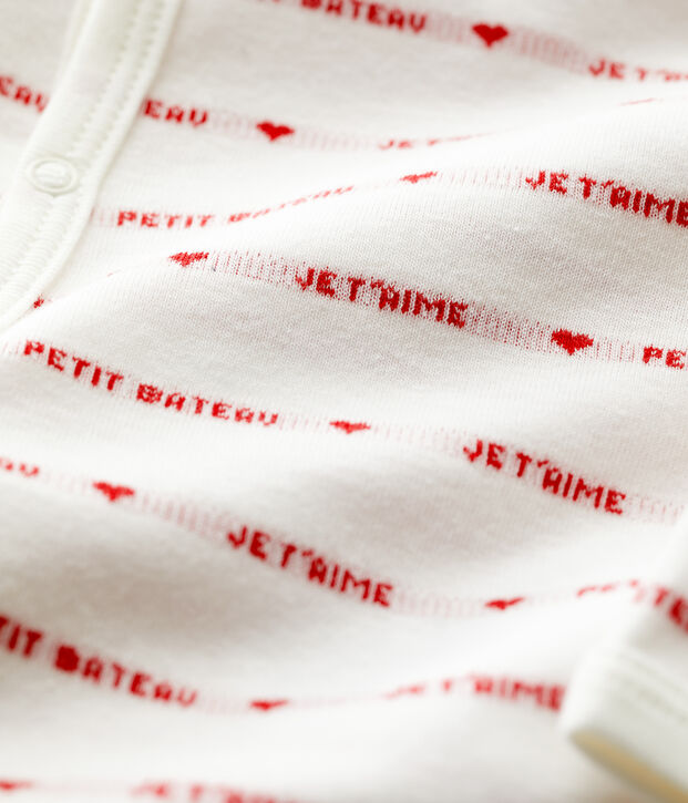 Dors-bien b&eacute;b&eacute; Petit Bateau Je t'aime en coton blanc/rouge