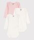 Lot de 3 bodies manches longues à pois bébé fille en coton biologique
