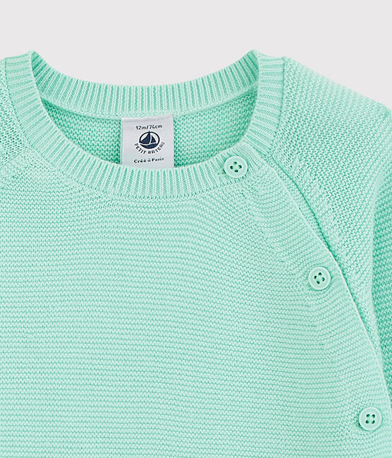 Cardigan bleu bébé en tricot de coton biologique bleu VERGLAS