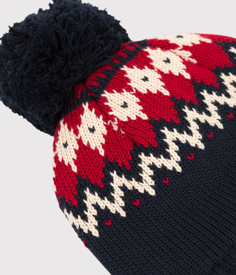 Bonnet b&eacute;b&eacute; en laine bleu SMOKING/blanc MULTICO