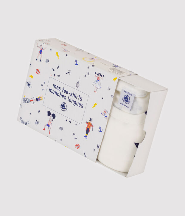 Lot de 2 tee-shirts manches longues imprim&eacute; festif petit gar&ccedil;on multicouleur